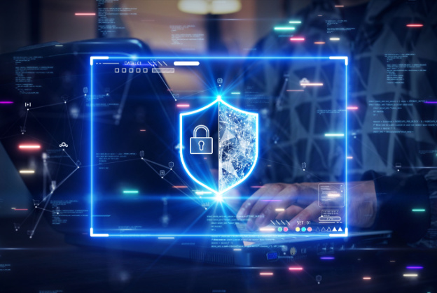 cyber shield on a virtual screen